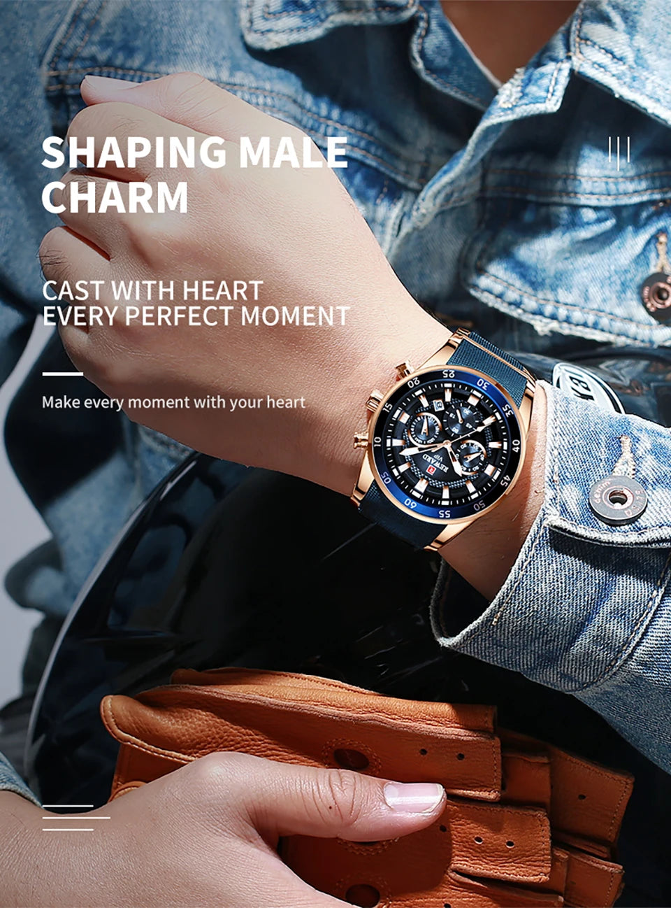 REWARD New Sport Watches for Men Fashion Stainless Steel Quartz Watches Waterproof Chronograph Wrist Watches Male