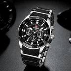 REWARD New Sport Watches for Men Fashion Stainless Steel Quartz Watches Waterproof Chronograph Wrist Watches Male