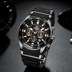REWARD New Sport Watches for Men Fashion Stainless Steel Quartz Watches Waterproof Chronograph Wrist Watches Male