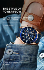 REWARD New Sport Watches for Men Fashion Stainless Steel Quartz Watches Waterproof Chronograph Wrist Watches Male