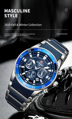 REWARD New Sport Watches for Men Fashion Stainless Steel Quartz Watches Waterproof Chronograph Wrist Watches Male