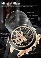 REWARD VIP New Fashion Watch for Men Leather Strap Waterproof Luminous Chronograph Sport Wristwatch