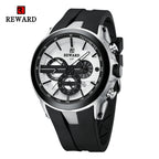 REWARD VIP New Fashion Watch for Men Leather Strap Waterproof Luminous Chronograph Sport Wristwatch
