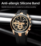 REWARD VIP New Fashion Watch for Men Leather Strap Waterproof Luminous Chronograph Sport Wristwatch