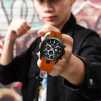 REWARD VIP New Fashion Watch for Men Leather Strap Waterproof Luminous Chronograph Sport Wristwatch