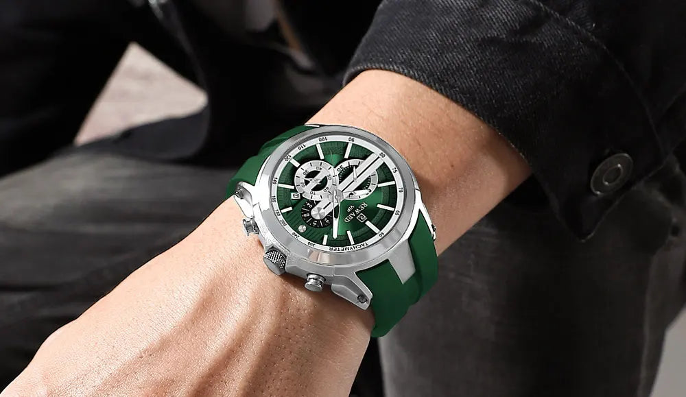 REWARD VIP New Fashion Watch for Men Leather Strap Waterproof Luminous Chronograph Sport Wristwatch