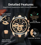REWARD VIP New Fashion Watch for Men Leather Strap Waterproof Luminous Chronograph Sport Wristwatch