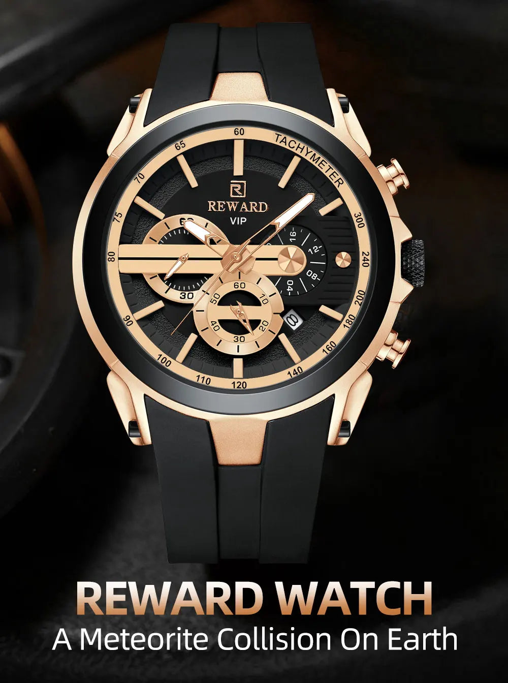 REWARD VIP New Fashion Watch for Men Leather Strap Waterproof Luminous Chronograph Sport Wristwatch