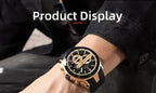REWARD VIP New Fashion Watch for Men Leather Strap Waterproof Luminous Chronograph Sport Wristwatch