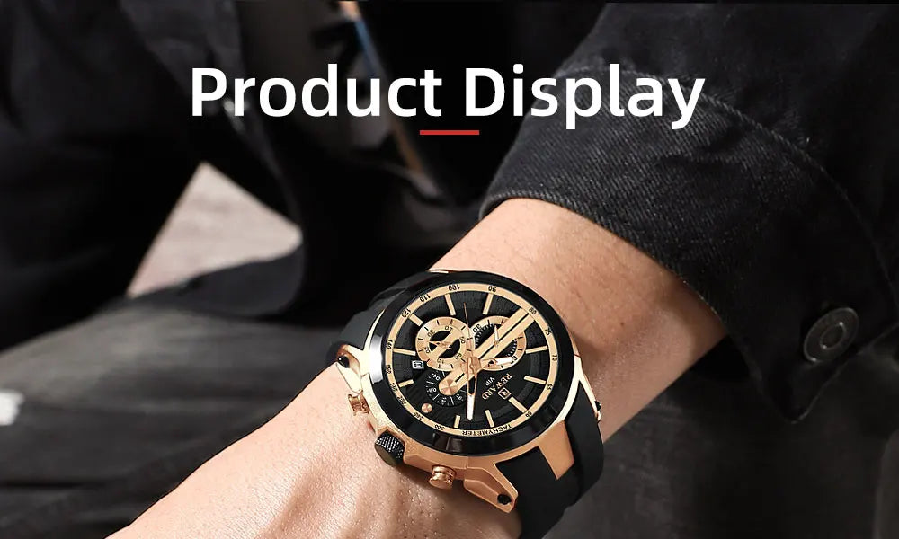 REWARD VIP New Fashion Watch for Men Leather Strap Waterproof Luminous Chronograph Sport Wristwatch
