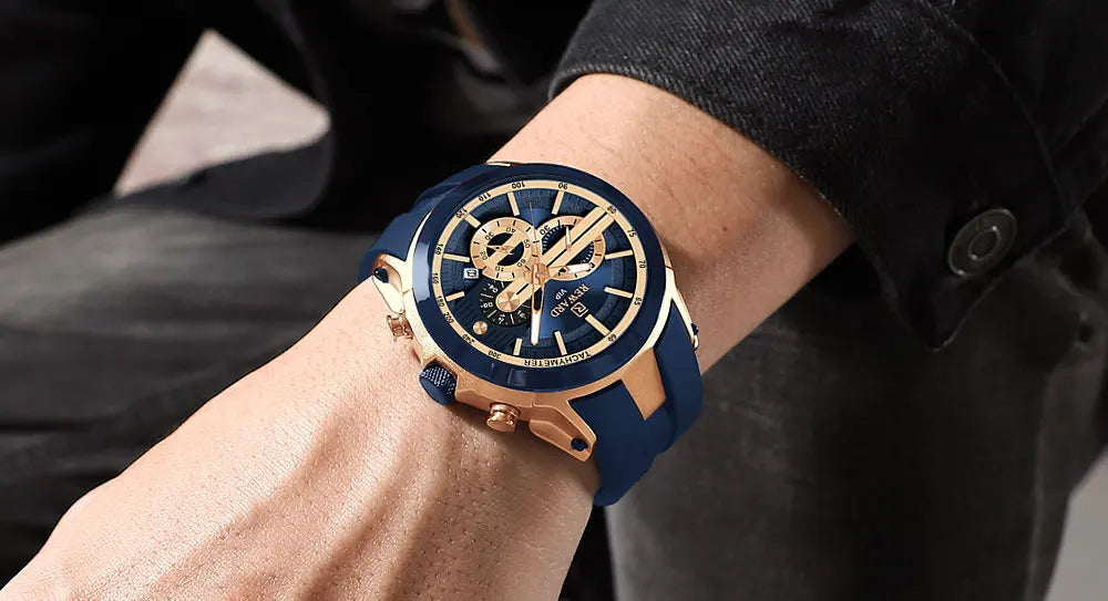 REWARD VIP New Fashion Watch for Men Leather Strap Waterproof Luminous Chronograph Sport Wristwatch