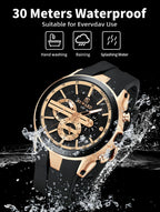 REWARD VIP New Fashion Watch for Men Leather Strap Waterproof Luminous Chronograph Sport Wristwatch