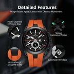 REWARD VIP New Fashion Watch for Men Leather Strap Waterproof Luminous Chronograph Sport Wristwatch